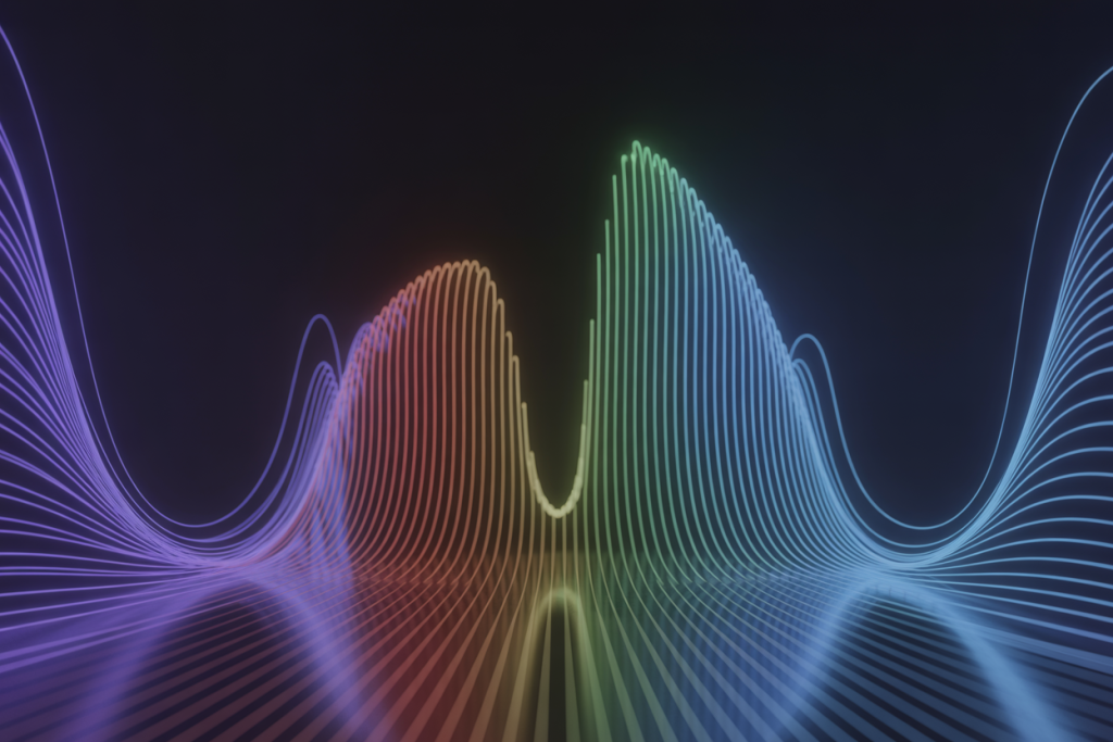 다채로운 빛의 파동을 표현한 데이터 시각화 그래픽