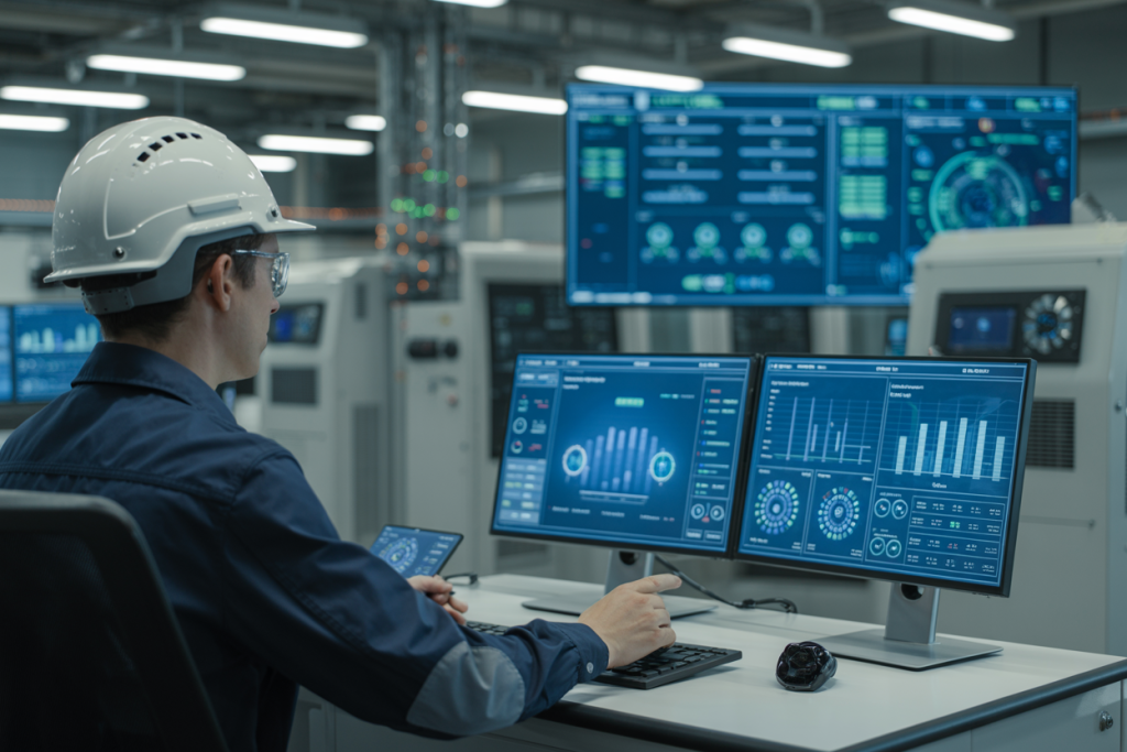 스마트 공정 데이터를 모니터링하는 엔지니어