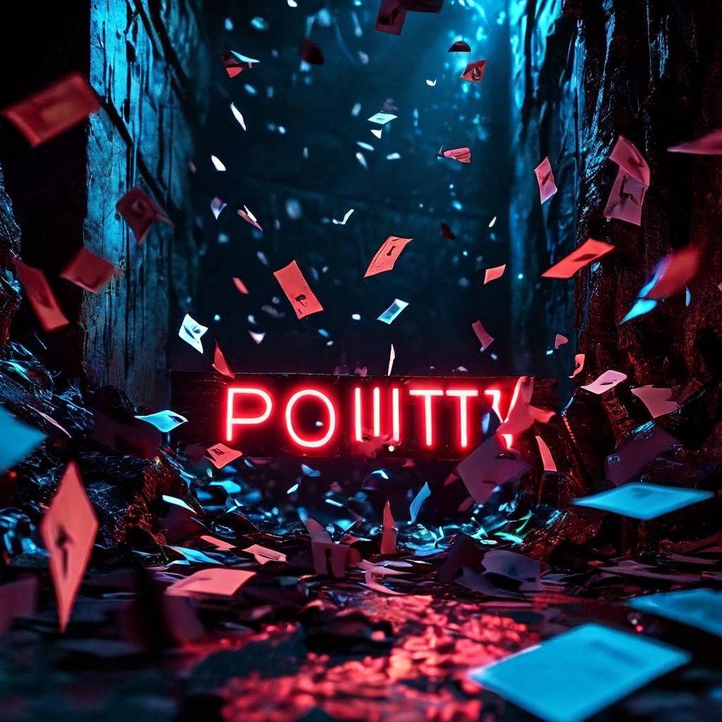 빛나는 무한 편집 횟수 표지판이 산산조각 나며 생산성 함정이라 적힌 깊은 구멍으로 추락하는 모습이다.