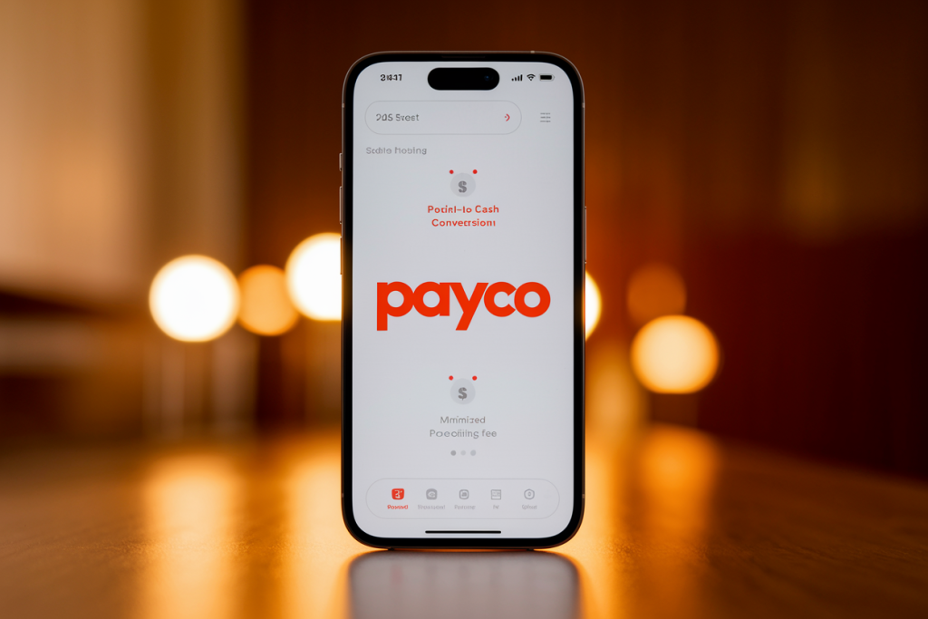 모바일 화면에 페이코 포인트 전환 기능이 표시된 간편결제 앱 인터페이스