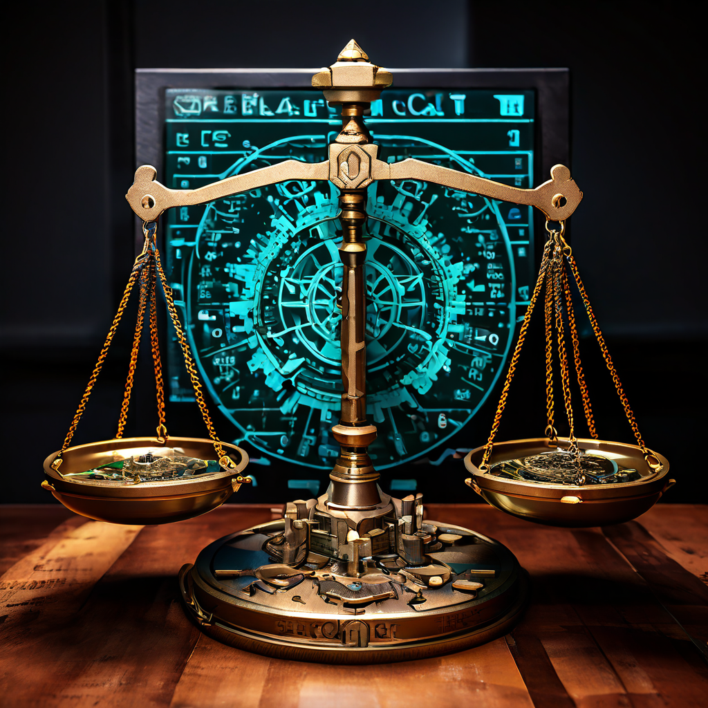 저울 한쪽엔 효율이라 적힌 톱니바퀴, 다른 쪽엔 데이터 무결성이라 적힌 방패가 놓여 있고 양쪽에 엑셀 아이콘이 있는 균형 이미지이다.