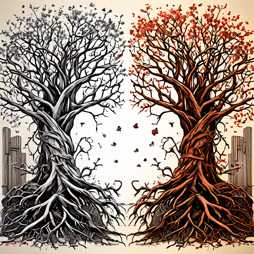 데이터베이스 스키마 관리에서 안정적인 호환성 경로와 파편화되는 리스크의 갈림길을 시각적으로 대비하여 보여주는 개념도입니다.