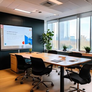 분할된 화면 왼쪽은 어수선한 전통 회의 장면, 오른쪽은 깔끔한 구글 밋 브레이크아웃룸 인터페이스가 대비를 이룬 모습이다.