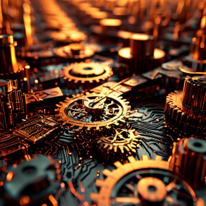 시스템 경로에서 데이터 패킷이 뒤섞여 논리적 순서 없이 도착하는 복잡한 디지털 네트워크의 오류 상태를 시각화한 이미지입니다.