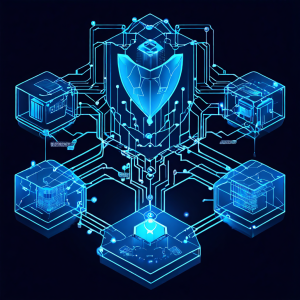 네트워크 보안 인프라에서 최소 권한 원칙과 방화벽 보호막이 상호 연결되어 다층적인 보안 계층을 형성하는 개념도를 설명하는 이미지입니다.