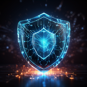 보안 토큰이 빛나는 웹 네트워크를 통해 흐르는 데이터를 디지털 방패로 보호하며 사이버 취약점을 방어하는 핵심 역할을 상징적으로 묘사한 개념도입니다.