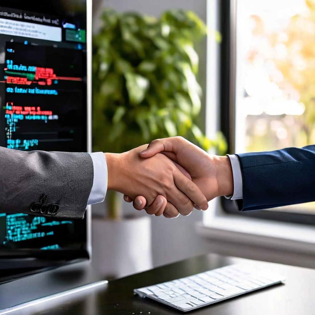 EDNS0 프로토콜을 통해 두 서버 간 디지털 핸드셰이크를 진행하며 데이터 버퍼 크기를 조정하는 슬라이딩 스케일을 협상하는 네트워크 최적화 과정을 설명하는 개념도입니다.