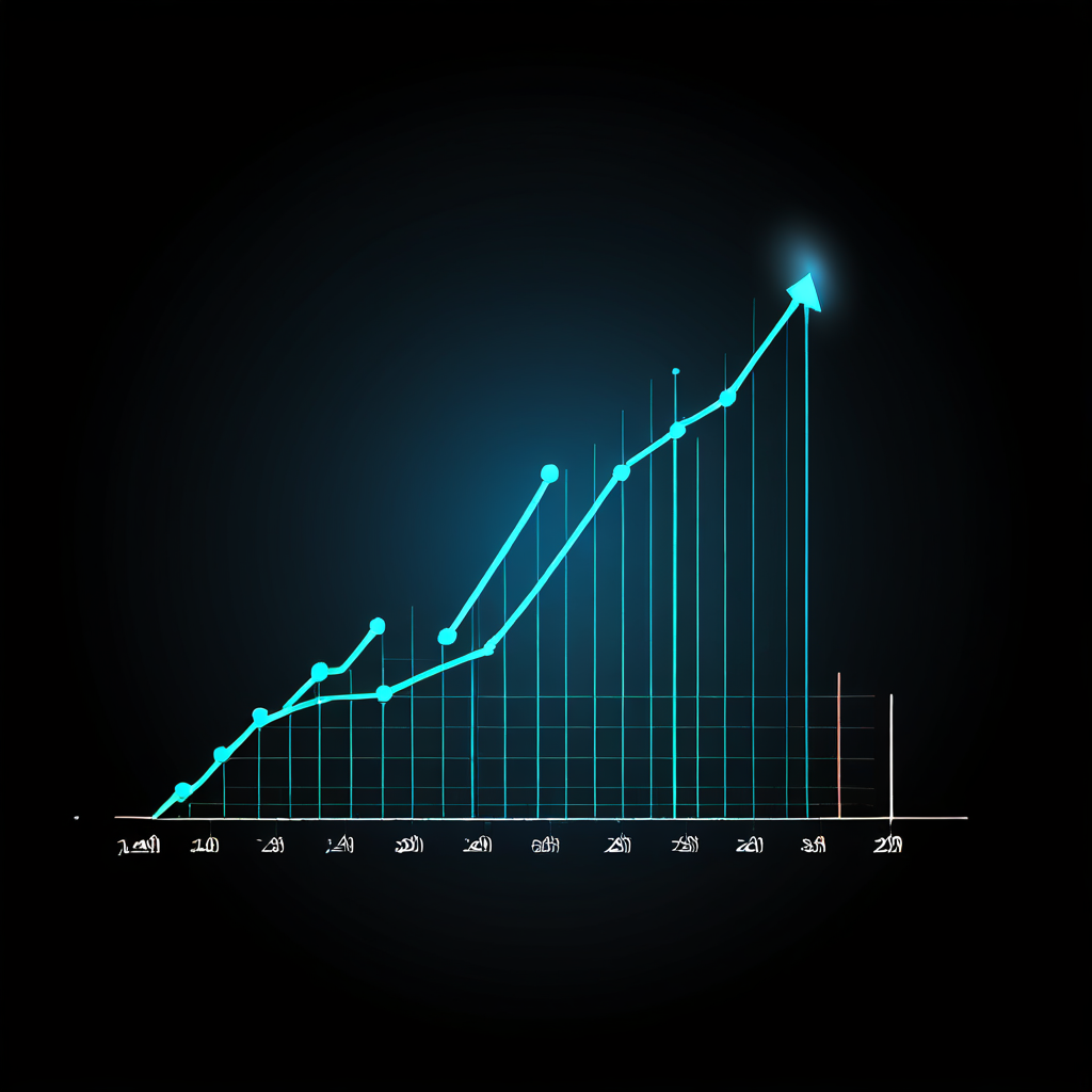 보안 수준의 성장을 상징하는 방패 아이콘의 상승 곡선이 하단의 금융 차트 상승 추세선과 정확히 일치하는 모습을 보여주는 그래프 이미지입니다.